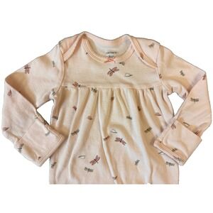 Carters Baby Girl Sleep Gown 3 Months Elastic Bottom Outfit Pink Dragonfly 1 PC